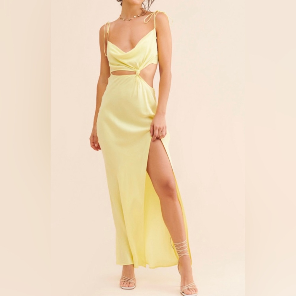 For Love & Lemons Kyra Cut Out Maxi Dress Yellow Size XS